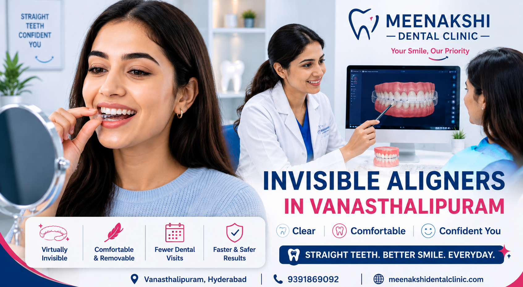 Invisible aligners treatment in Vanasthalipuram at Meenakshi Dental Clinic